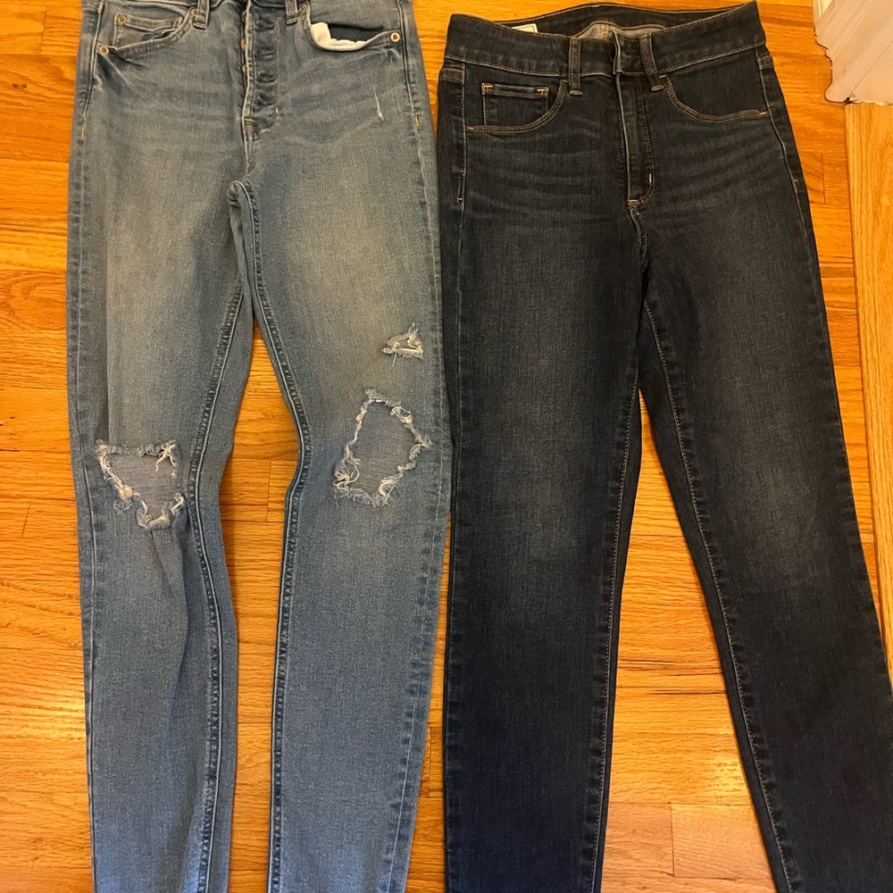 GAP Women's Distressed Light Blue and Classic Dark Blue Skinny Jeans